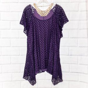 COPY - AVA & VIV》Lacey•Flowy Asymmetrical Top•Pur…